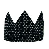 Kids Fabric Crown - Black with White Crosses