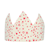 Kids Fabric Crown - Cream with Red Stars