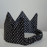 Kids Fabric Crown - Black with White Crosses