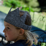 Kids Fabric Crown - Black with White Dots