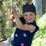 Kids Fabric Crown - Black with White Crosses