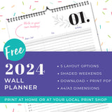 2024 Wall Planner - Free Download