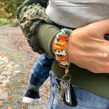 Scrunchie Hands-free Key Wristlet  - Mustard Meadow