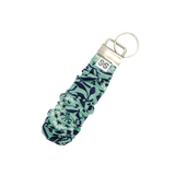 Scrunchie Hands-free Key Wristlet  - Turquoise Navy Foliage